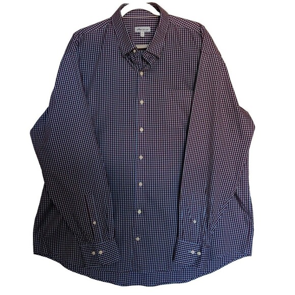 Peter Millar Men's Burgundy/Blue Checked Shirt Size XXL Long Sleeve Button Up - Picture 1 of 6
